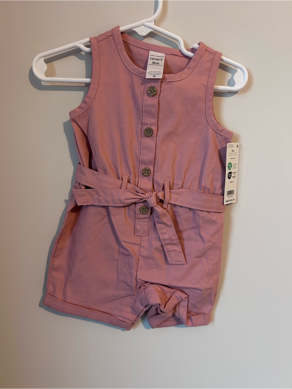 Carter's Mauve Pink Sleeveless Tie-Waist Romper